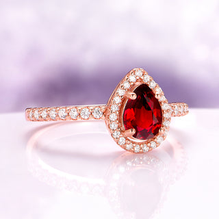 Teardrop Garnet Ring in 14K Rose Gold Vermeil