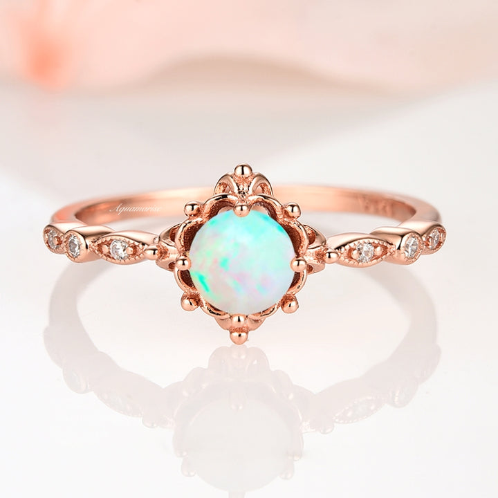 Natural Australian Opal Ring-14K Rose Gold Vermeil