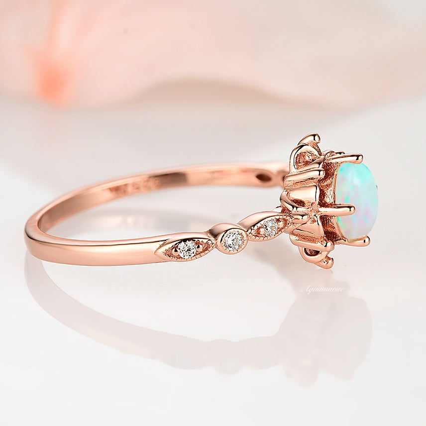 Natural Australian Opal Ring-14K Rose Gold Vermeil