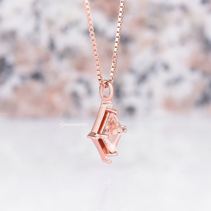 Unique Kite Morganite Necklace- 14K Rose Gold Vermeil