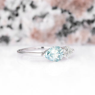 Toi Et Moi Blue Moissanite Engagement Ring in Sterling Silver