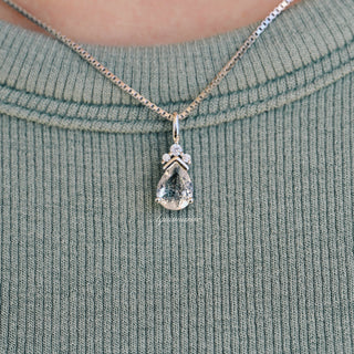 Galaxy Raw Herkimer Diamond Pendant Necklace in Sterling Silver (Salt & Pepper Diamond)