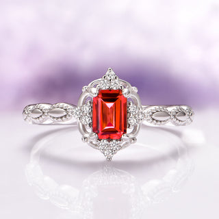 Padparadscha Sapphire Engagement Ring in 14K White Gold