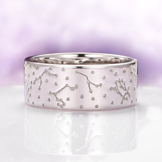 Moissanite & Crescent Moon Constellation Couples Ring Set