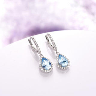 Vera Aquamarine Teardrop Dangle Earrings in Sterling Silver
