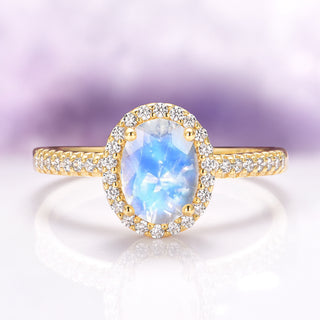 Iris Rainbow Moonstone Ring in 14K Yellow Gold Vermeil