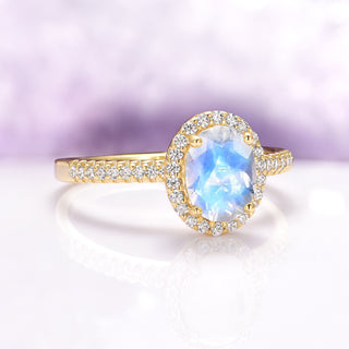 Iris Rainbow Moonstone Ring in 14K Yellow Gold Vermeil