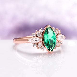 Adeline Marquise Emerald Ring in 14K Rose Gold Vermeil