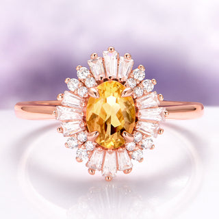 Victoria Natural Citrine Ring in 14K Rose Gold Vermeil