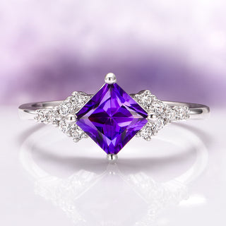 Ellie Natural Amethyst Engagement Ring in Sterling Silver
