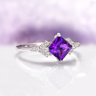 Ellie Natural Amethyst Engagement Ring in Sterling Silver