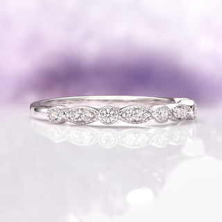 Vintage Milgrain Diamond Wedding Band in 14K White Gold