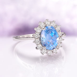 Diana Oval Aquamarine Engagement Ring in Sterling Silver