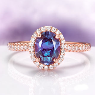 Iris Oval Alexandrite Ring in 14K Rose Gold Vermeil