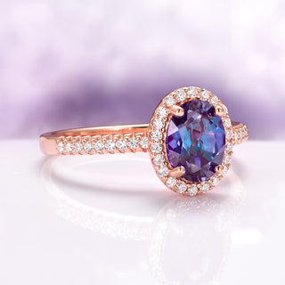 Iris Oval Alexandrite Ring in 14K Rose Gold Vermeil