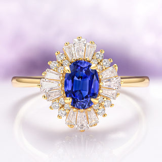 Victoria Blue Sapphire Engagement Ring in 14K Yellow Gold Vermeil