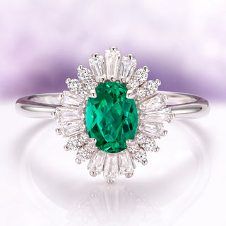 Victoria Emerald Engagement Ring in Sterling Silver