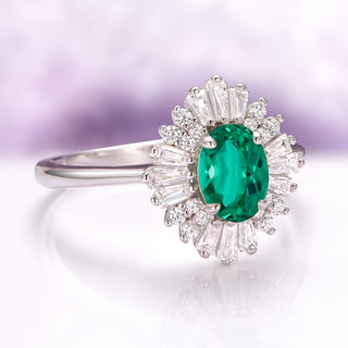 Victoria Emerald Engagement Ring in Sterling Silver