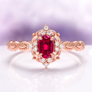 Vintage Ruby Ring in 14K Rose Gold Vermeil