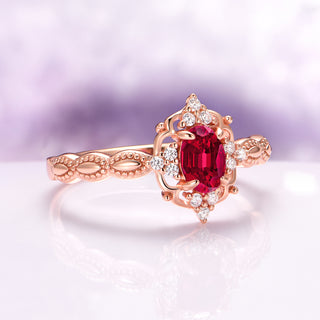 Vintage Ruby Ring in 14K Rose Gold Vermeil