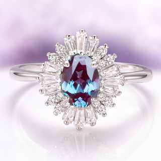 Victoria Art Deco Alexandrite Engagement Ring in 14K White Gold