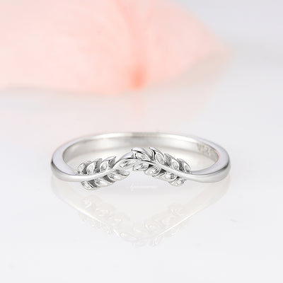 Filigree Leaf Wedding Band For Women- 925 Sterling Silver Curved Wedding Ring Art Deco Matching Stacking Band Vintage Promise Ring For Her
