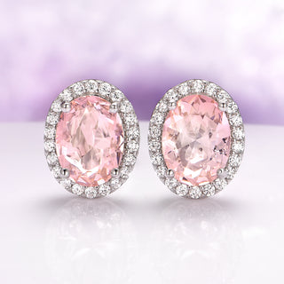 Iris Oval Morganite Stud Earrings in Sterling Silver