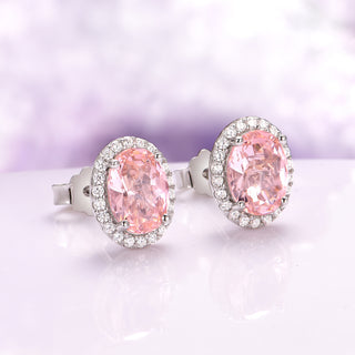 Iris Oval Morganite Stud Earrings in Sterling Silver