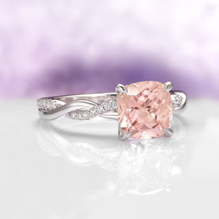 Sophia Cushion Cut Morganite Ring in Sterling Silver