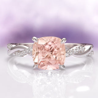 Sophia Cushion Cut Morganite Ring in Sterling Silver