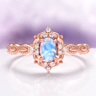 Natural Moonstone Ring in 14K Rose Gold Vermeil