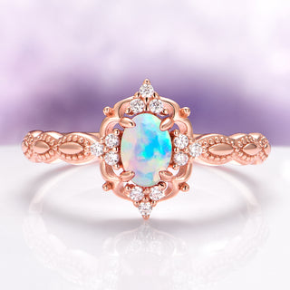 Natural Australian Opal Ring in 14K Rose Gold Vermeil