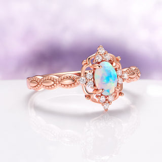 Vintage Australian Opal Ring in 14K Solid Rose Gold