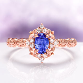 Vintage Tanzanite Ring in 14K Rose Gold Vermeil