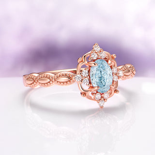 Vintage Aquamarine Ring in 14K Solid Rose Gold