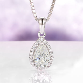 Vera Teardrop White Sapphire Necklace in Sterling Silver