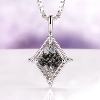 Galaxy Salt and Pepper Diamond Necklace in Sterling Silver (Herkimer Diamond)