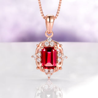 Vintage Natural Red Garnet Necklace in 14K Rose Gold Vermeil