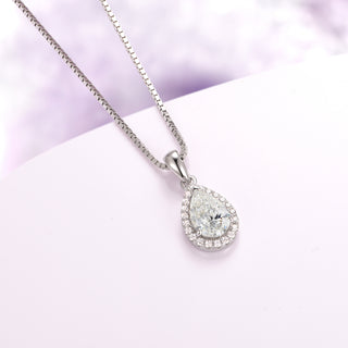 Vera Teardrop White Sapphire Necklace in Sterling Silver