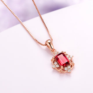 Vintage Natural Red Garnet Necklace in 14K Rose Gold Vermeil