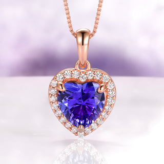 Tanzanite Heart Necklace in 14K Rose Gold Vermeil