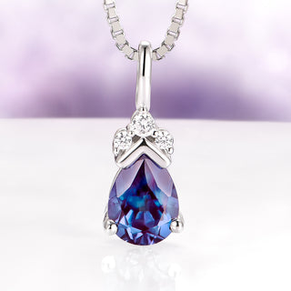 Teardrop Alexandrite Pendant Necklace in Sterling Silver