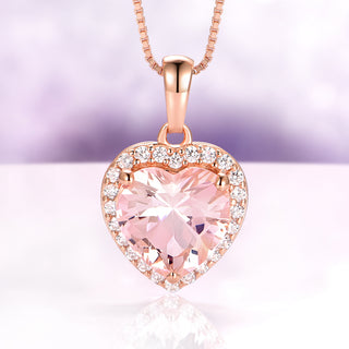 Morganite Heart Necklace in 14K Rose Gold Vermeil
