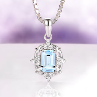 Vintage Natural Aquamarine Necklace in Sterling Silver