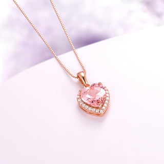 Morganite Heart Necklace in 14K Rose Gold Vermeil
