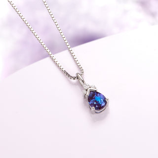 Teardrop Alexandrite Pendant Necklace in Sterling Silver