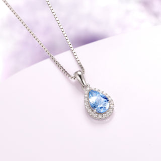 Vera Teardrop Aquamarine Necklace in Sterling Silver