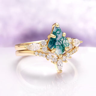 Skye Kite® Green Moss Agate Ring Set in 14K Yellow Gold Vermeil