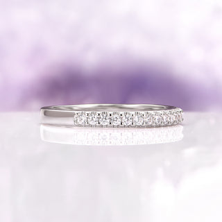 Minimalist Simulated Diamond Wedding Band in Sterling Silver (2mm)