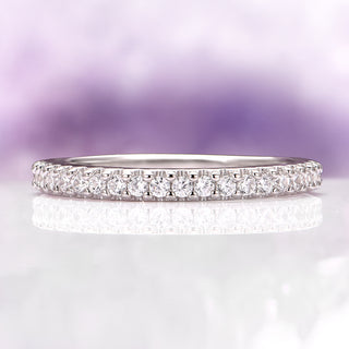 Minimalist Simulated Diamond Wedding Band in Sterling Silver (2mm)